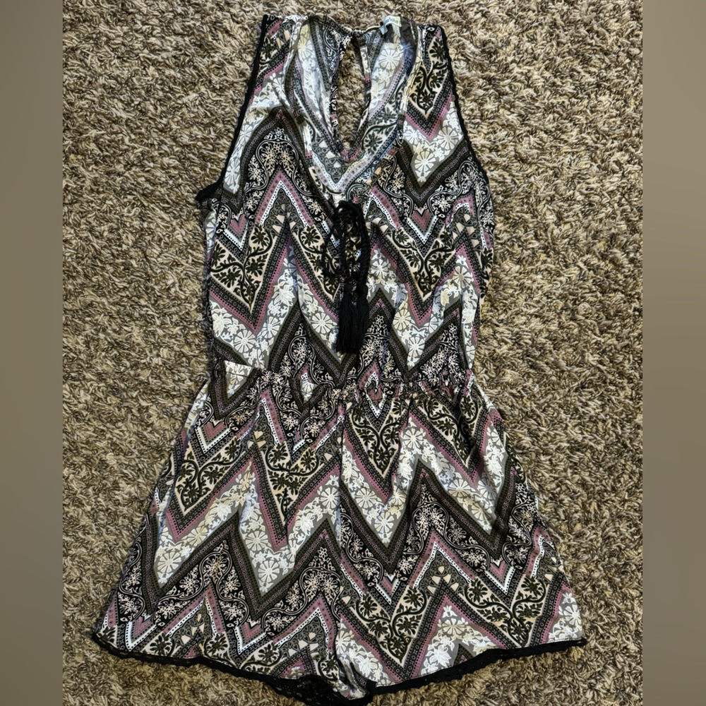 Charlotte Russe Patterned Sleeveless Romper